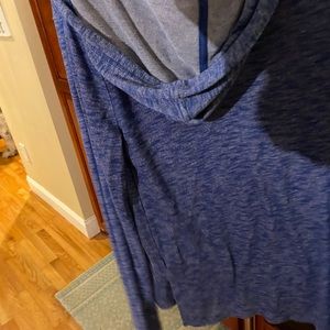 So. Lightly worn hoodie. Really pretty mid blue.